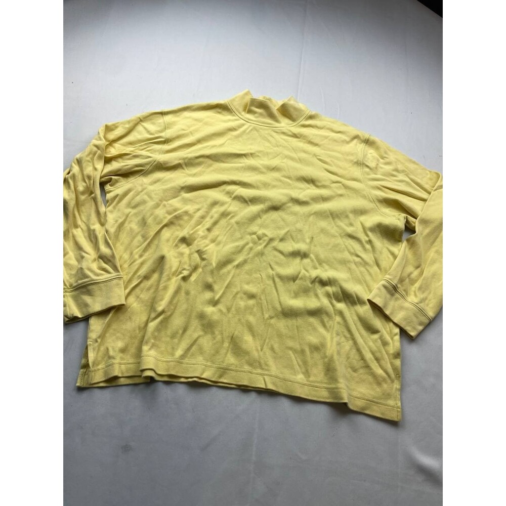 Talbots Sweater Womens Size 1X Yellow Pullover Mock Neck Waffle Knit Long Sleeve